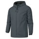 thumbnail image 1 of Sudadera con capucha para hombre Cortavientos Deportes Senderismo Ciclismo Forrado Al aire libre Cordón Cremallera Chaquetas Prendas de abrigo Gris oscuro L Unique Bargains Chaqueta, 1 of 6