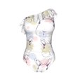 thumbnail image 4 of Yiaed Hand Drawn Rabbit Print Women One Piece Swimsuits Tummy Control One Shoulder Bathing Suits Pattern Ruffle Swimwear-Small, 4 of 8