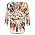thumbnail image 4 of Cadancy Mardi Gras Tops for Women Crew Neck Colorful Print Casual Blouse Holiday 3/4 Sleeve Rave Party Tees Carnival Funny Trendy Shirts, 4 of 8