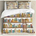 thumbnail image 3 of Modern Twin Size Duvet Cover Set, Library Bookshelf with A Ladder School Education Campus Life Caricature Illustration, Decorative 2 Piece Bedding Set with 1 Pillow Sham, Multicolor, by Ambesonne, 3 of 3