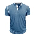 thumbnail image 5 of Mens Henley Short Sleeve T-Shirts Casual Band Collar V Neckr Regular Fit Muscle Shirt Summer Fashion Contrast Trim Lightweight Breathable Workout Athletic Tops for Outdoor Sports, 5 of 7