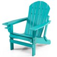 thumbnail image 3 of Costway Folding Adirondack Chair HDPE All-Weather Pull-Out Ottoman Turquoise, 3 of 9