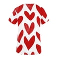 thumbnail image 3 of Bouanq Scrub Tops for Women Valentine's Day Short Sleeve Love Heart Print Working Uniform V-Neck Comfy Tunic Blouse with 2 Pockets, 3 of 3