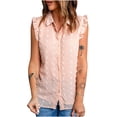 thumbnail image 3 of Womens Casual Tank Top Dressy Work Ruffle Blouse Sleeveless Swiss Polka Dot Cute Summer Shirts Button Down Tunic Tops, 3 of 5
