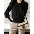 thumbnail image 3 of Chic Half Turtleneck Long-Sleeved Bottoming Shirt Top, Black, Large, 3 of 5