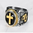 thumbnail image 6 of JAJAFOOK Jewelry Black & Silver Stainless Steel Christian Holy Cross Ring For Men's Rings rose gold 8, 6 of 6