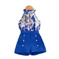 thumbnail image 1 of QUDDERR Ensemble 2 Pcs pour Filles de 4 à 7 Ans, Chemise Sans Manches Imprimée d'Été + Ensemble de Mode, 1 of 8