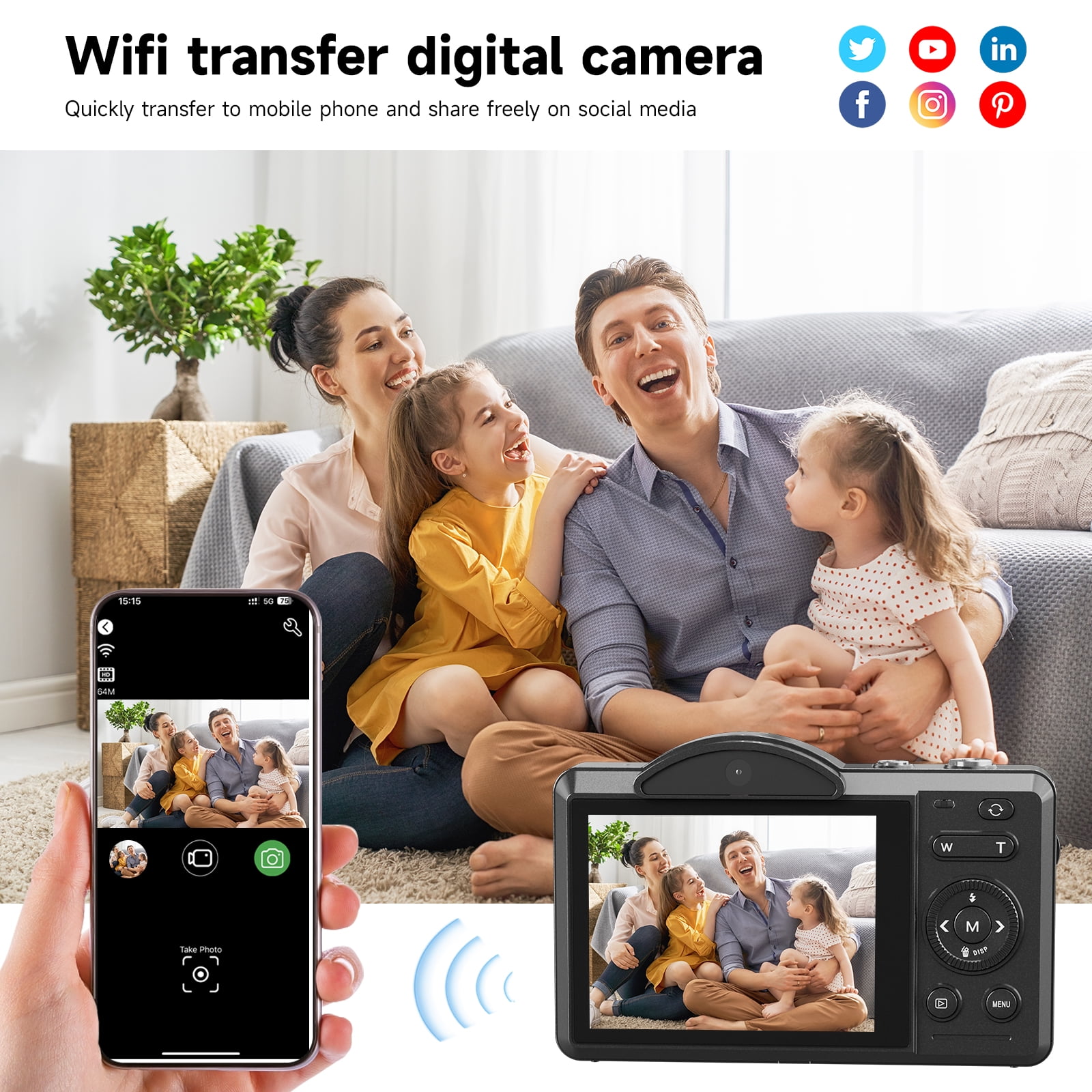XLURC 4K Digital Camera with Wifi 75MP Vlogging Camera with Dual Lenses Touch Screen Camera for Photography 16X Zoom for Beginners,Teens & Travel Vloggers