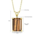 thumbnail image 3 of Gem Stone King 18K Yellow Gold Plated Silver Brown Tiger Eye and White Created Sapphire Pendant Necklace for Women (6.52 Cttw, Gemstone Birthstone, Emerald Cut 14X10MM, with 18 inch Silver Chain), 3 of 4