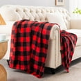 thumbnail image 5 of Flannel Blanket for Couch, Red & Black Plaid Fleece Throw Blanket, Soft & Warm Buffalo Plaid Decor Gift Blanket for Women, Men, 50"x60", 5 of 7