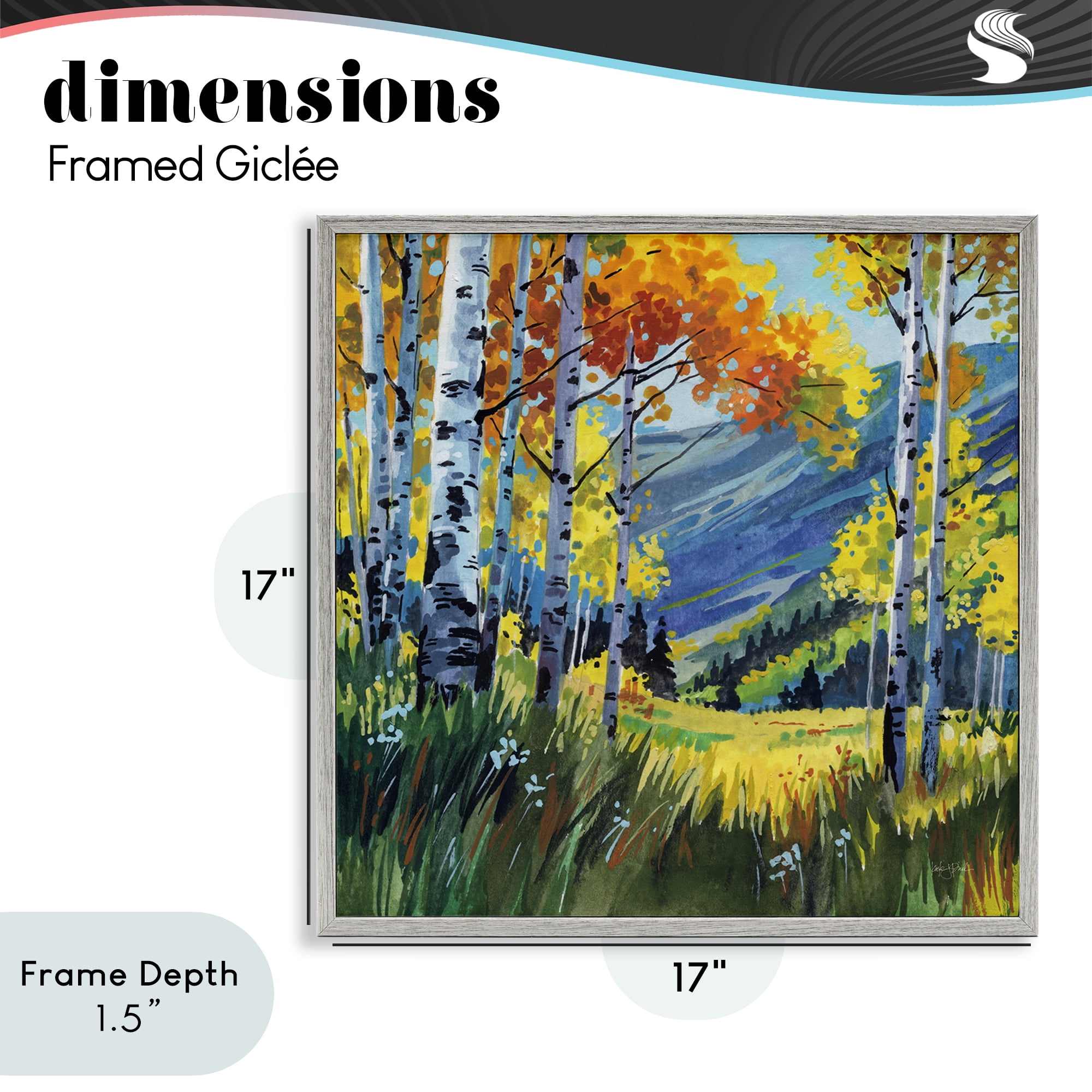 Stupell Industries Autumn Golden Birch Grove Gray Framed Giclee Art, design by Kate Jarvik Birch