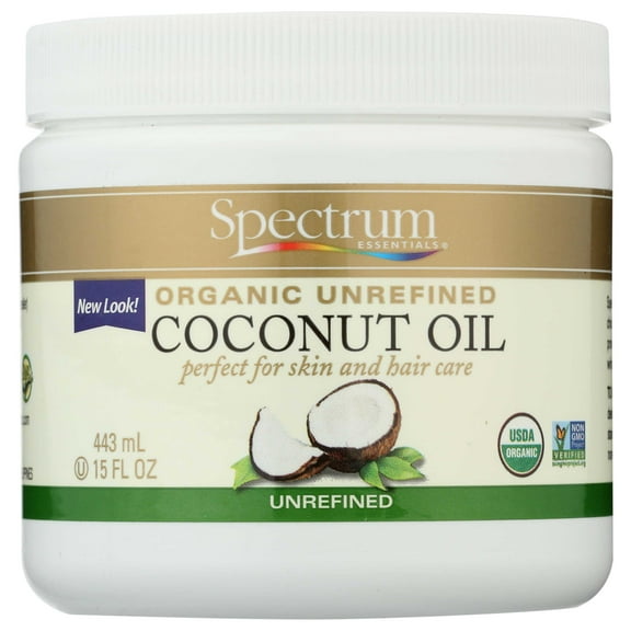 Spectrum Essentials Organic Unrefined Coconut Oil -- 15 fl oz Pack of 4