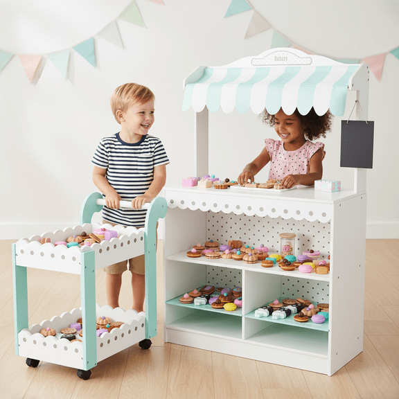 Teamson Kids My Dream Bakery Shop and Pastry Cart Wooden Play Set
