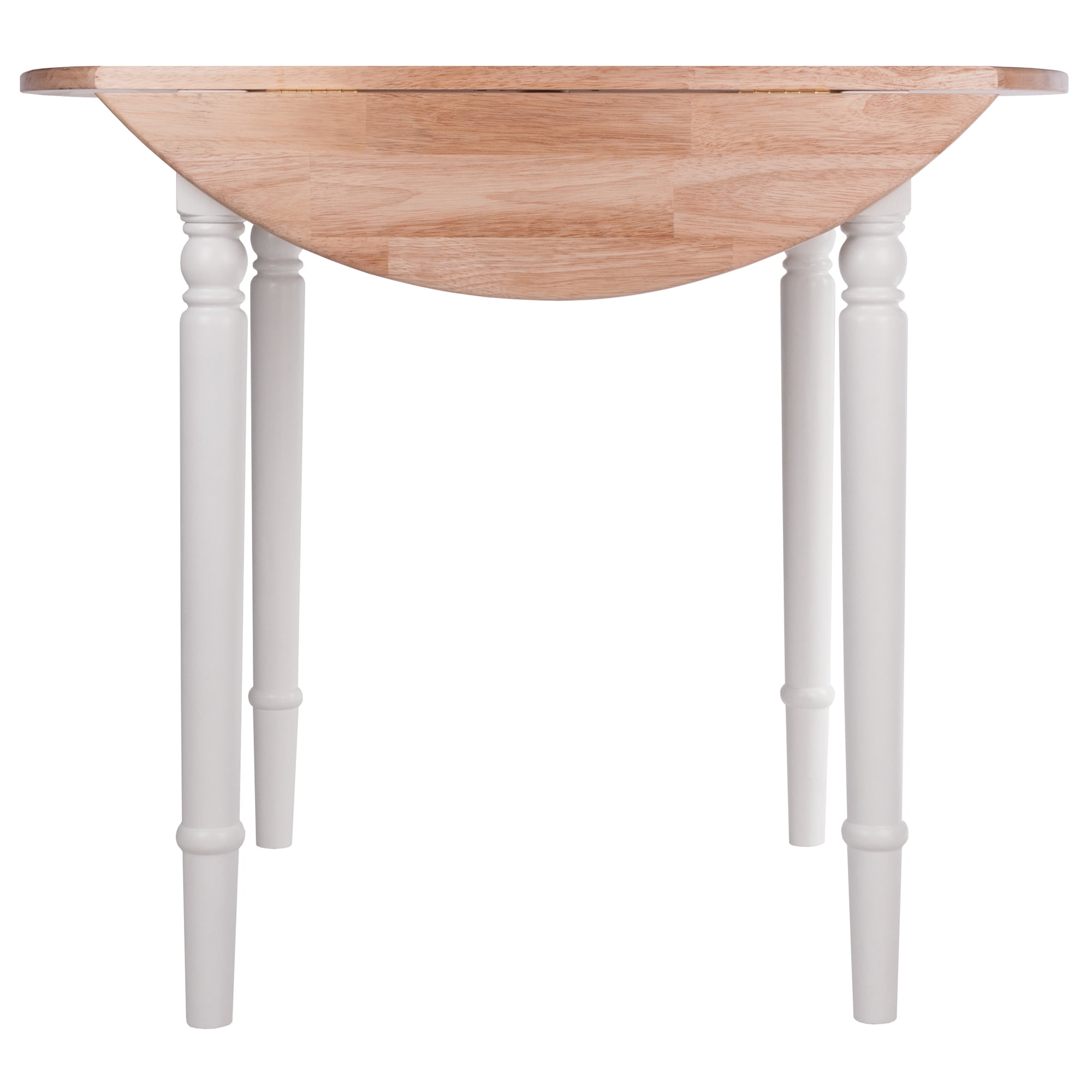 Winsome Sorella Round Drop Leaf Dining Table, Natural & White Finish