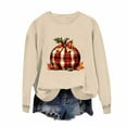 thumbnail image 3 of TKLPEHG Fall Pumpkin Sweatshirt for Women Thanksgiving Sweatshirts Fashion Round Neck Casual Long Sleeve Tops Pullover (Khaki,XL), 3 of 3