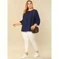 thumbnail image 3 of Women's Plus Size Work Round Neck Ruffle Chiffon Blouse Top Navy Blue 4X, 3 of 7