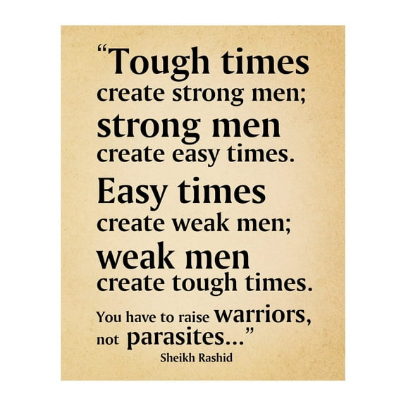 Tough Times Create Strong Men Inspirational Quotes Wall Art Print - Typographic Decor for Home, Gym, Classroom & Office Decor - Inspiring Gift of Motivation poster