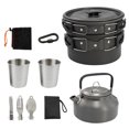 thumbnail image 1 of Juego Utensilios Portátiles para Exteriores Acampar Olla Cacerola Tetera 11 Uds., 1 of 9