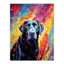 Black Labrador Retriever Dog Lover Gift Pet Portrait Vibrant Colourful Artwork Painting Large Wall Art Poster Print Thick Paper 18X24 Inch
