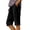 Black, variant on Womens Cotton Linen Five Point Shorts High Waisted Cuffed Bermuda Shorts with Pockets Drawstring Elastic Waist Summer Casual Travel Beach Lounge Pants, Dark Blue, L