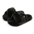 thumbnail image 2 of Hunter Women's Faux Fur Flatform Crossover Slide, Black,7 M US, 2 of 7