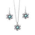 thumbnail image 1 of LYMAYTER Collier Rétro Boucles d'Oreilles 2 Pcs/ensemble Collier & Boucles d'Oreilles Style Ethnique - Faux Turquoise, Incrusté de Strass, Pendentif Collier & Crochet Boucles d'Oreilles, 1 of 7