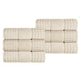 thumbnail image 3 of Superior Zero Twist 6-Piece Cotton Hand Towel Set, Waffle Border Ultra Doft Quick Dry Towels, Ivory, 3 of 13