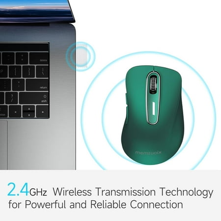 HRTGFD-2.4G Wireless Mouse 1400 DPI Computer Mice USB Receiver Portable Wireless USB Mouse Battery Powered Cordless Mice for Laptop PC Desktop 5 Buttons (Dark Green)