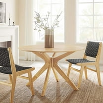Modway Crossroads 47" Round Wood Dining Table in Oak