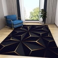 thumbnail image 2 of Luxurious Black Gold Diamond Area Rug, Abstract Golden Irregular Lines Indoor Carpet, with Anti-Slip Easy Clean Carpet for Living Room Bedroom Kitchen Dining Room Home Office-3x5ft, 2 of 7