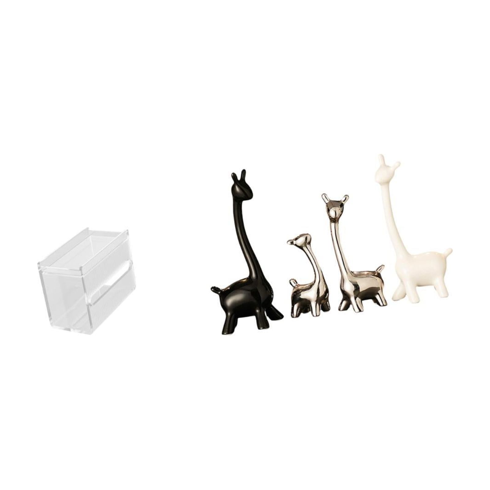 Fiocias Acrylic Toilet Paper Storage Box Modern Paper Towel Dispenser Wall Mounted Toilet Tissue Paper Holder Giraffe Figurines Ceramic Statue Furnishing Tabl