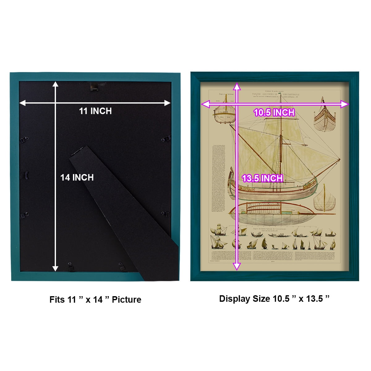 Antique Ship Plan I -Framed Print w/glass-Ocean Blue