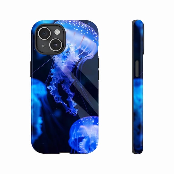 Bioluminescent Jellyfish Artistic Phone Case for Ocean Lovers Compatible with iPhone 11/12/13/14/15/16 (Pro Max/Plus)