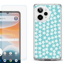 Phone Case for Cricket Icon Pro 2026, with Screen Protector, by OneToughShield - Flower/Teal