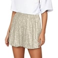 thumbnail image 3 of Sequin Shorts for Women 2026 Summer Elastic High Waist Y2k Glitter Straight Leg Sparkle Shorts Clubwear, 3 of 5