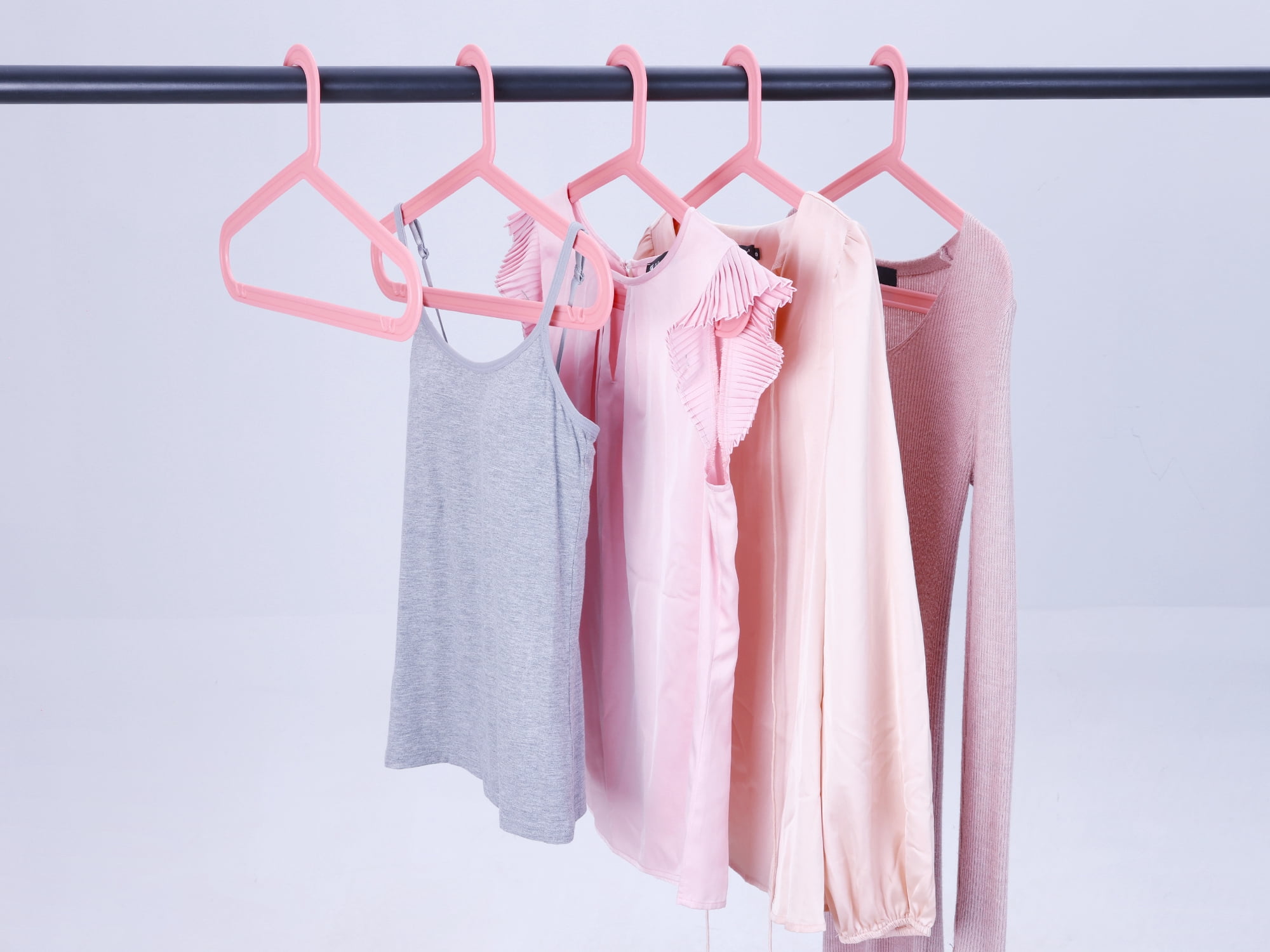 Unique Bargains Plastic Pants Hangers Durable Space Saving Clothes Hangers 10 Pcs Pink