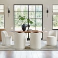 thumbnail image 2 of Swivel Upholstered Dining Chairs Set of 6 Kitchen Boucle Barrel Chairs Dining Room Living Room Beige, 2 of 8