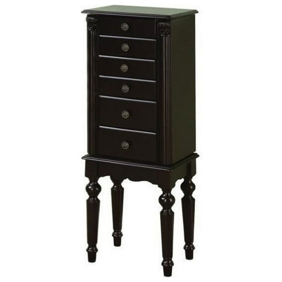 Bowery Hill Ebony Jewelry Armoire in Distressed Ebony Black
