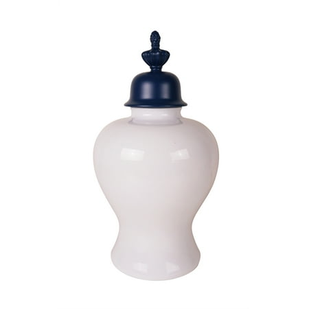 Sagebrook Home White Ceramic Jar With Blue Top Sagebrook Home White Ceramic Jar With Blue Top