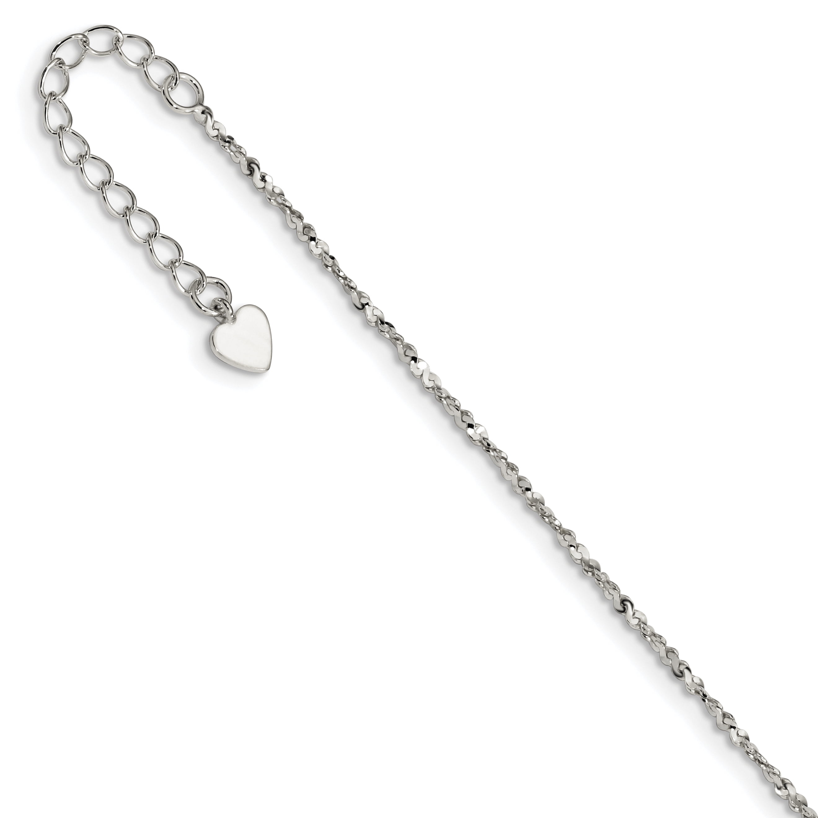 Solid 925 Sterling Silver Diamond-Cut /& Polished Figaro with 1in ext. 2mm