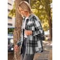 thumbnail image 3 of ORUYROP Womens Casual Plaid Shacket Button Down Long Sleeve Shirt, 3 of 6