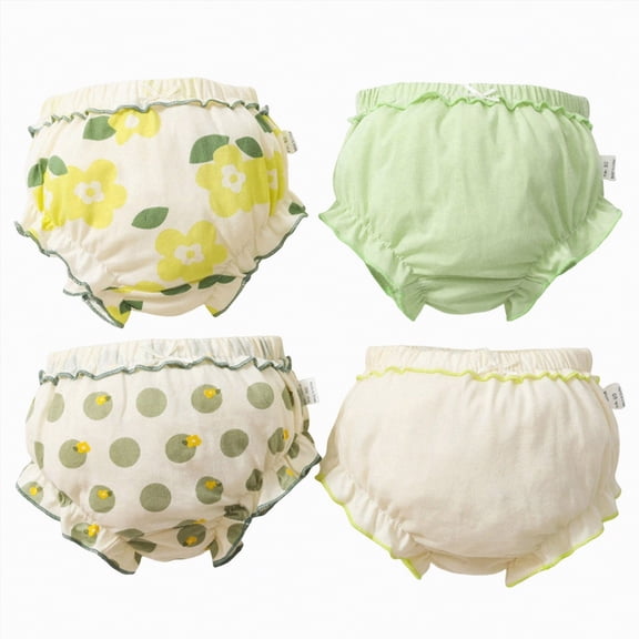 Yindaity Potty Training Underwear for Girls Underwear Newborn Cloth Cover Breathable and Reusable Training Underwear for Girls(Green,3-5 Years)
