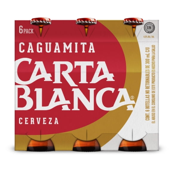 Cerveza clara Carta Blanca caguamita 6 botellas de 300 ml c/u