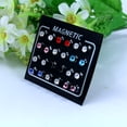 thumbnail image 5 of Flmtop Round Rhinestone Inlaid Magnetic Stud Earrings, 12 Pairs, Unisex Non-Piercing Jewelry, 5 of 5