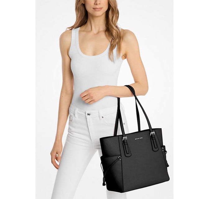 Michael Kors Women's Voyager Large Saffiano Leather Tote Bag (Black) 35S5SV6T7L-001