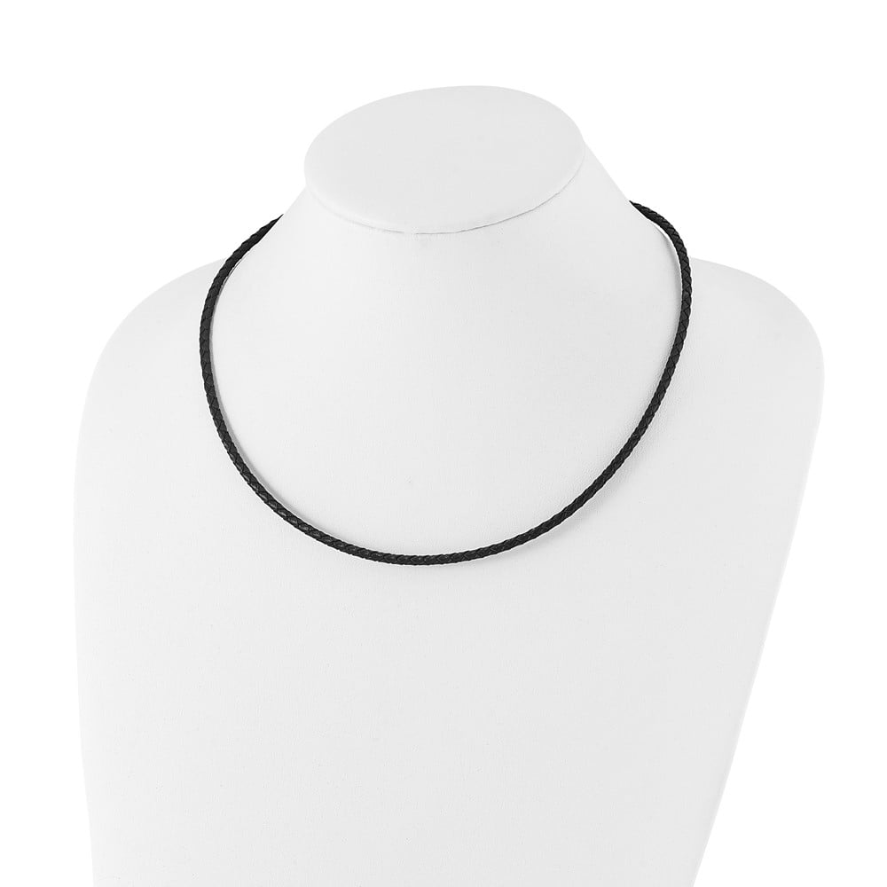 Stainless Steel Cord & Leather Chain Necklace Chisel 3 mm Genuine Weave 18 inch