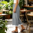 thumbnail image 6 of MLQIDK Light Gray Crop Capri Pants for Women Crop Capri Pants High Waisted Knee Length Capris Dressy Casual Pedal Pushers with Pockets Light Gray S, 6 of 7