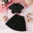thumbnail image 4 of Girls Black 2 Piece Set, Blazer Vest & Pleated Skirt Outfit, Stretch Comfort Play & Party Outfit for Kids to Kids Girls (2T-8Y), Church Birthday Family Event,Size 3-4 T, 4 of 6