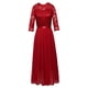 thumbnail image 4 of ¡Oferta de vestidos de fiesta! Vestidos Umfun para invitadas de boda, de encaje, patchwork, lisos, cuello redondo, manga 1/2, vestido largo, el mejor regalo para festivales, color vino, talla M., 4 of 4