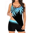 thumbnail image 1 of Tankini Swimsuits for Women Plus Size Print Strappy Back Set Two Piece Swimdress Bathing Suits, 1 of 7
